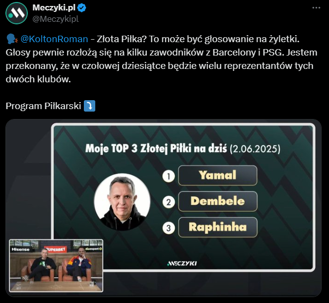 TOP 3 Złotej Piłki 2025 według Romana Kołtonia!